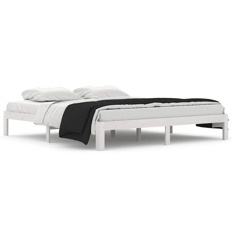 Cadru de pat Super King, alb, 180x200 cm, lemn masiv