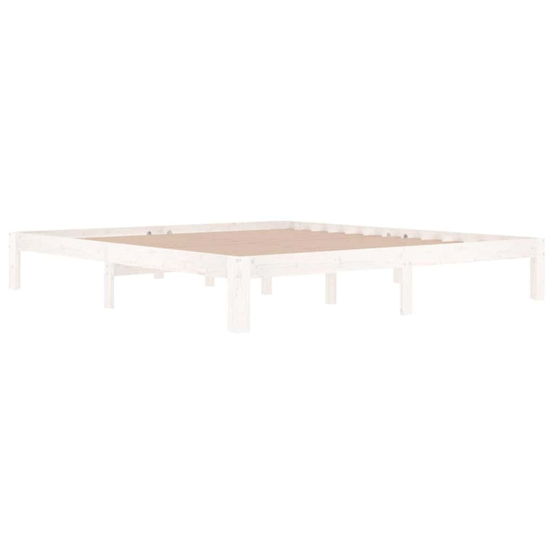 Cadru de pat Super King, alb, 180x200 cm, lemn masiv