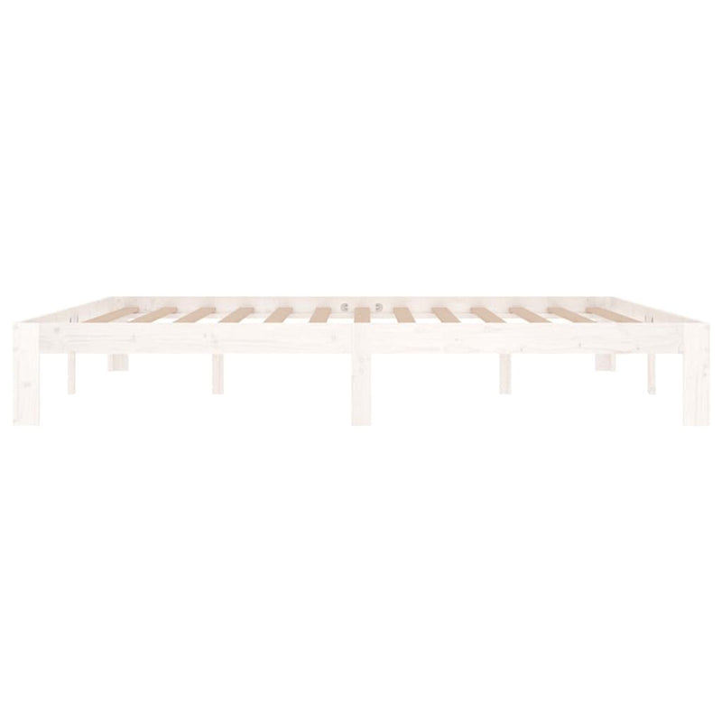 Cadru de pat Super King, alb, 180x200 cm, lemn masiv