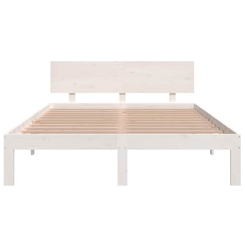 Cadru de pat King Size, alb, 150x200 cm, lemn masiv