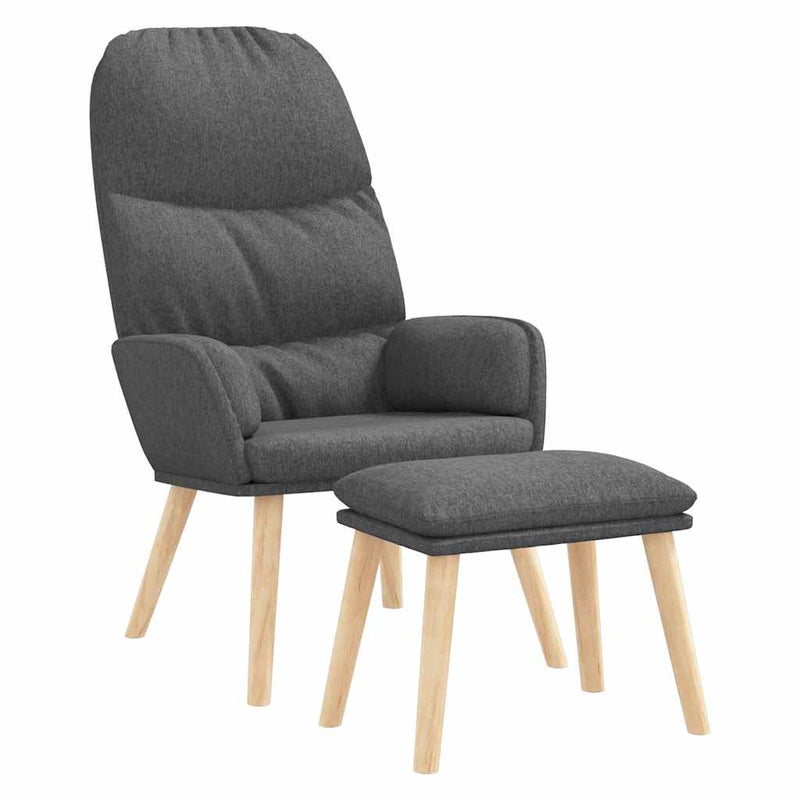 Scaun de relaxare cu taburet, gri deschis, material textil
