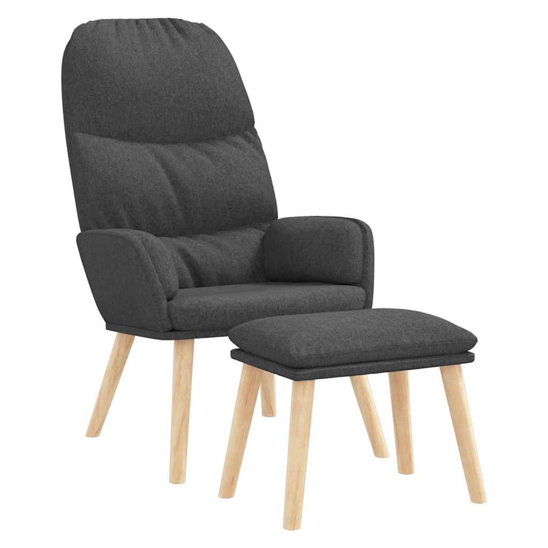 Scaun de relaxare cu taburet, gri închis, textil