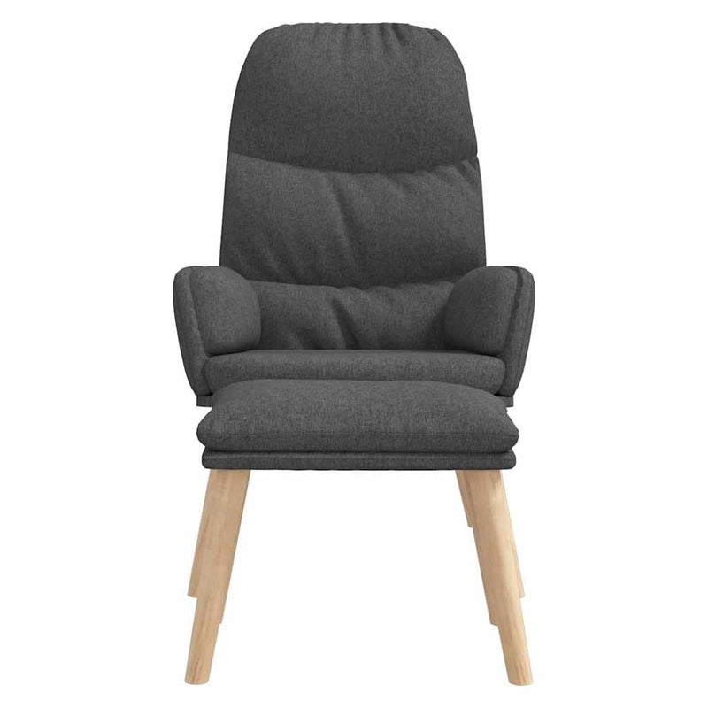Scaun de relaxare cu taburet, gri închis, textil