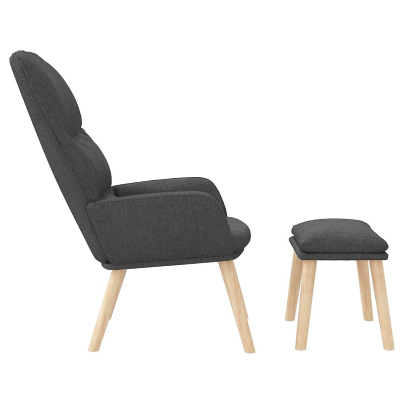Scaun de relaxare cu taburet, gri închis, textil