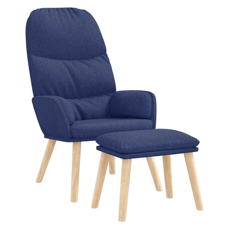 Scaun de relaxare cu taburet, albastru, textil