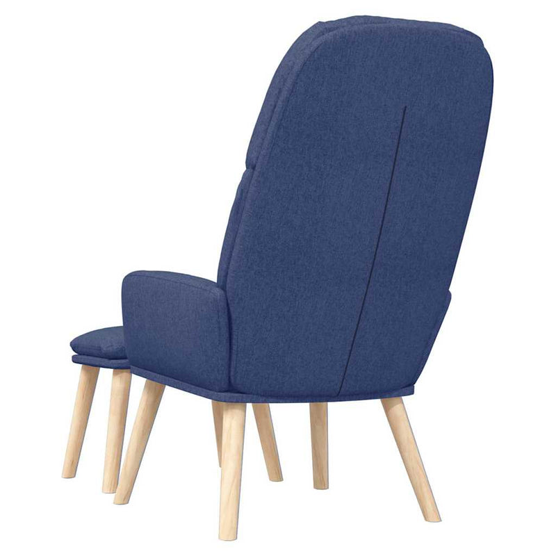 Scaun de relaxare cu taburet, albastru, textil