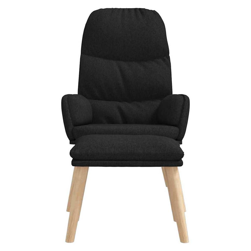 Scaun de relaxare cu taburet, negru, textil