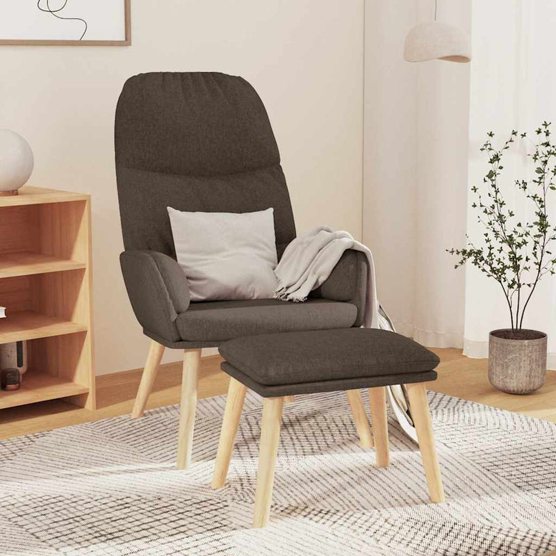 Scaun de relaxare cu taburet, gri taupe, textil
