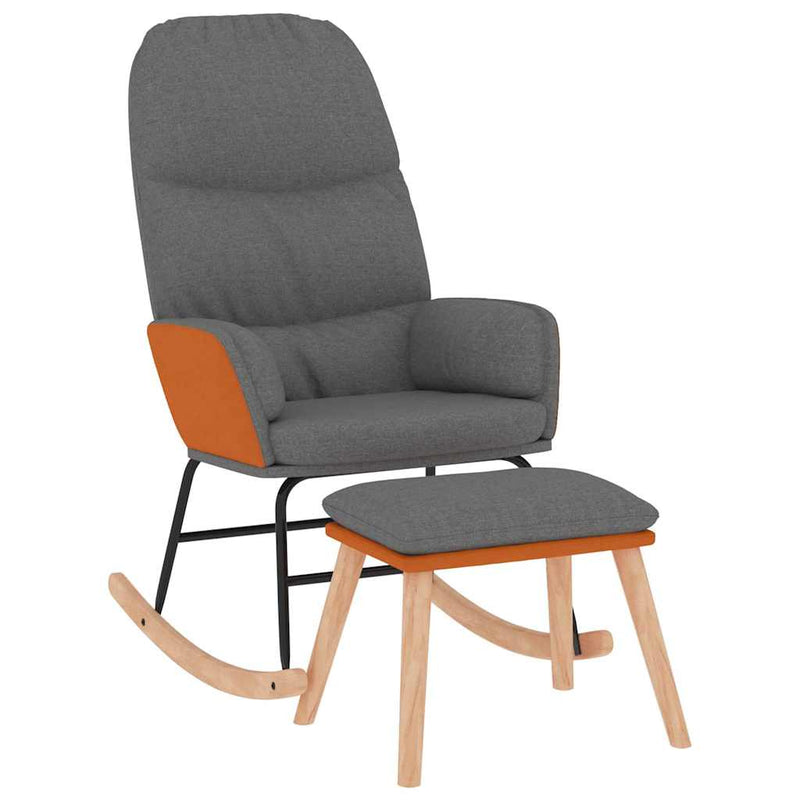 Scaun balansoar cu taburet, gri deschis, textil