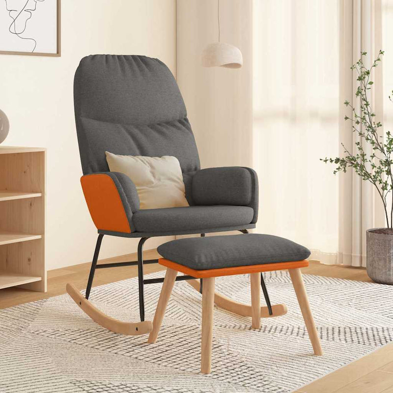 Scaun balansoar cu taburet, gri deschis, textil