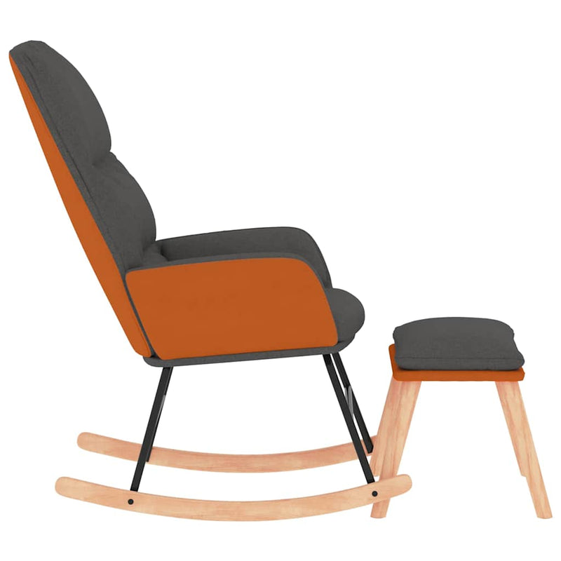 Scaun balansoar cu taburet, gri închis, textil