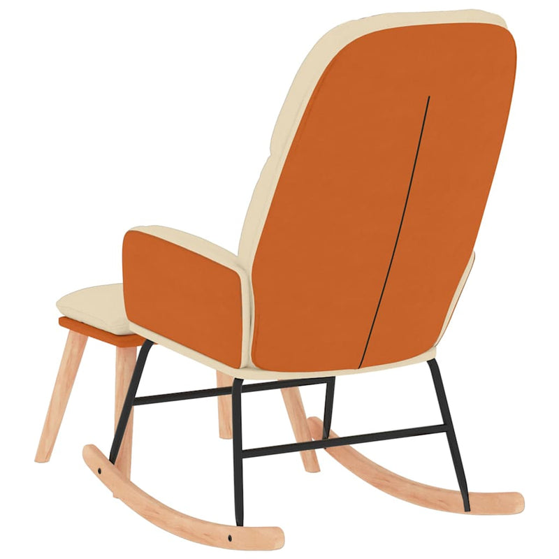 Scaun balansoar cu taburet, crem, textil