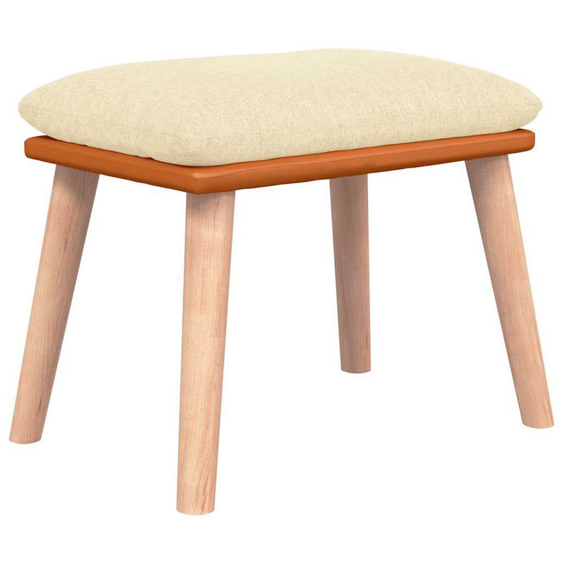 Scaun balansoar cu taburet, crem, textil