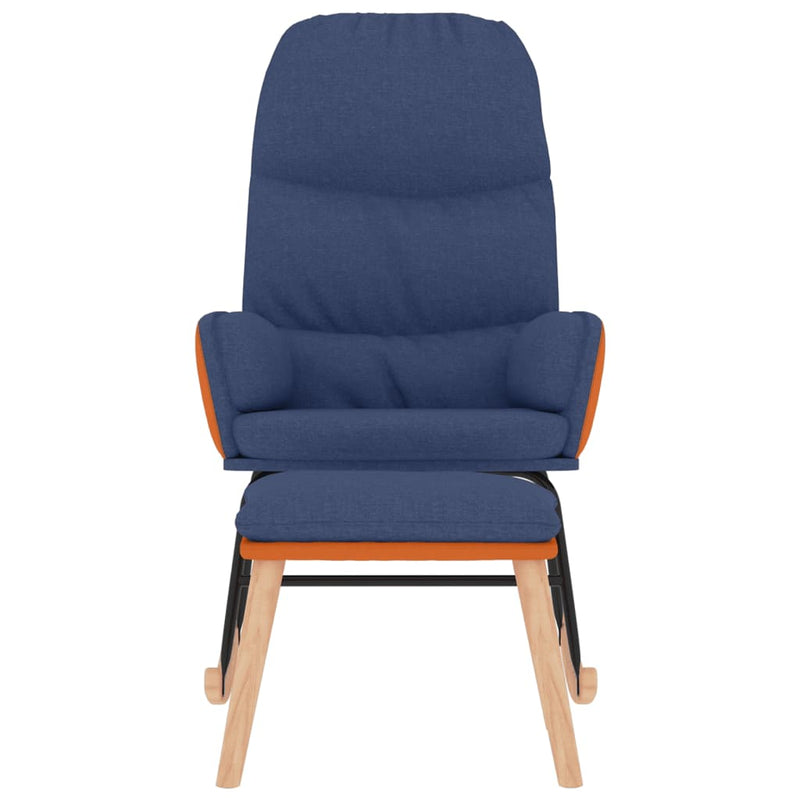 Scaun balansoar cu taburet, albastru, textil