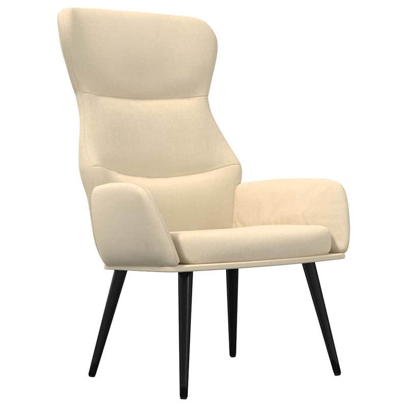Scaun de relaxare cu taburet, crem, textil