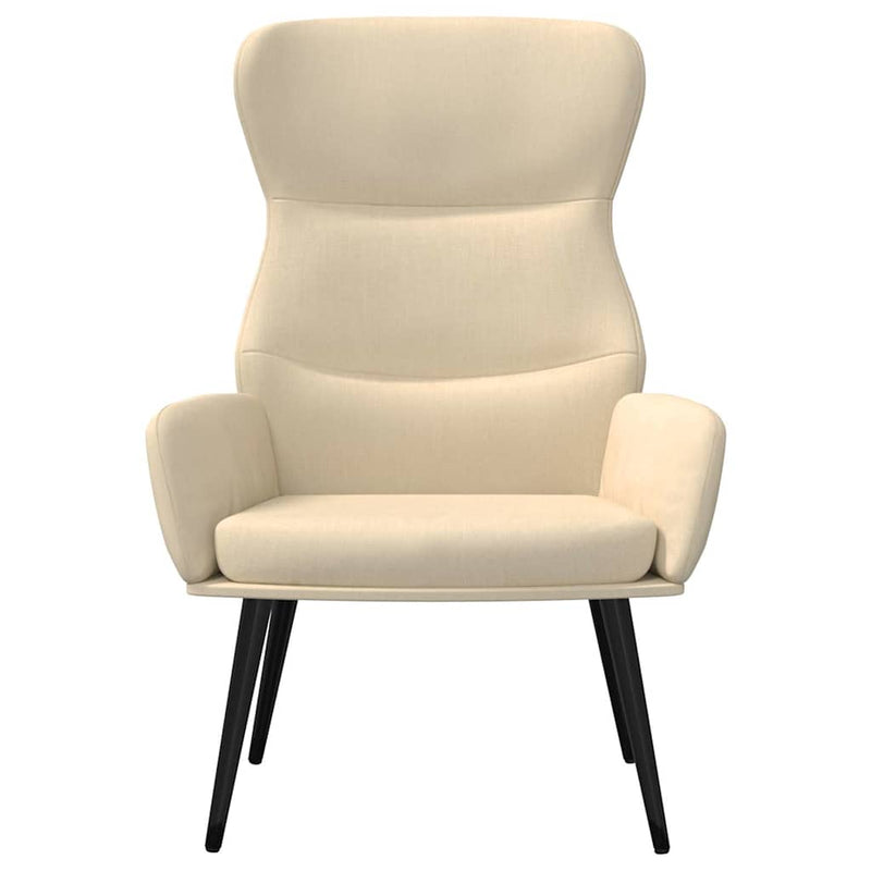 Scaun de relaxare cu taburet, crem, textil