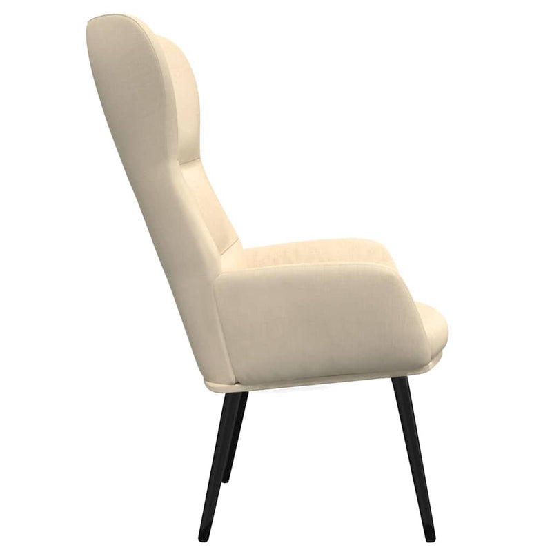 Scaun de relaxare cu taburet, crem, textil