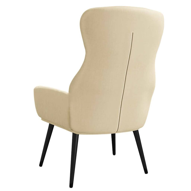 Scaun de relaxare cu taburet, crem, textil