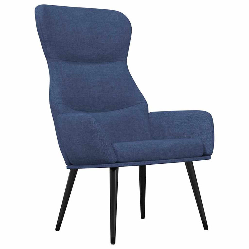 Scaun de relaxare cu taburet, albastru, textil