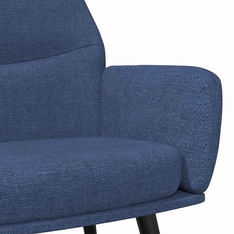 Scaun de relaxare cu taburet, albastru, textil