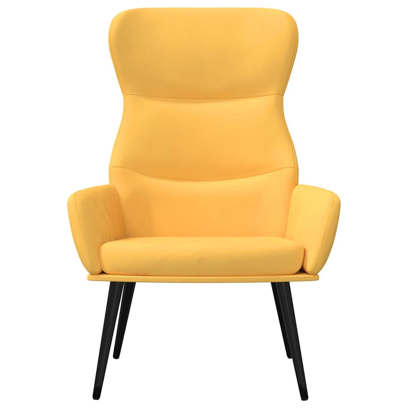 Scaun de relaxare cu taburet, galben muștar, textil
