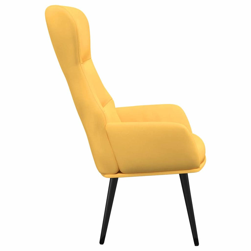Scaun de relaxare cu taburet, galben muștar, textil