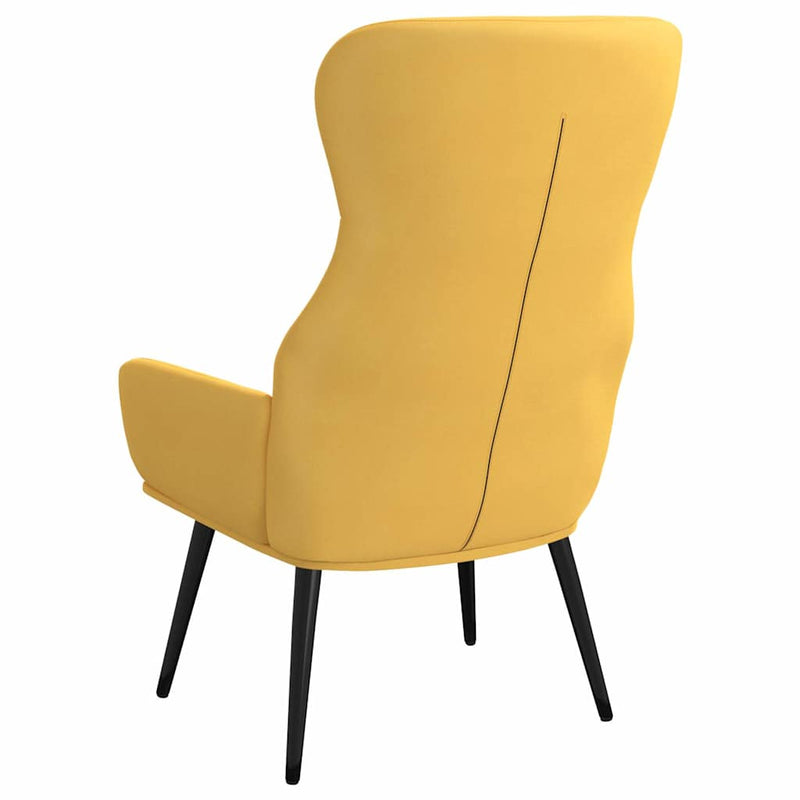 Scaun de relaxare cu taburet, galben muștar, textil