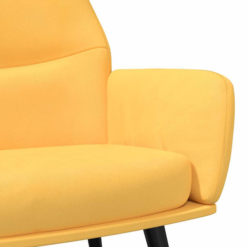 Scaun de relaxare cu taburet, galben muștar, textil