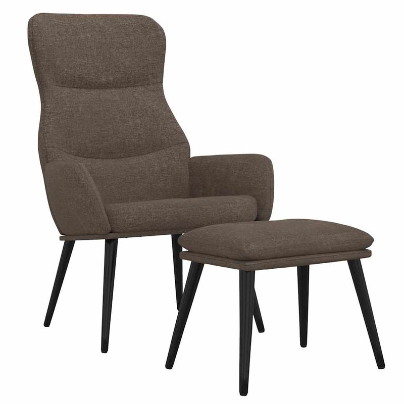Scaun de relaxare cu taburet, gri taupe, textil
