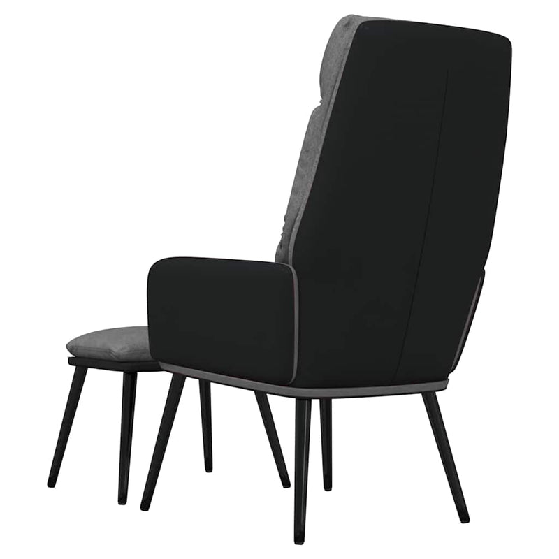 Scaun relaxare cu taburet, gri deschis, textil/piele ecologică