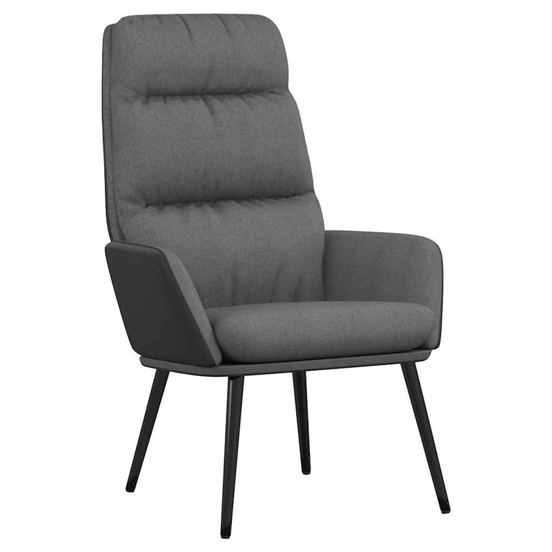 Scaun relaxare cu taburet, gri deschis, textil/piele ecologică
