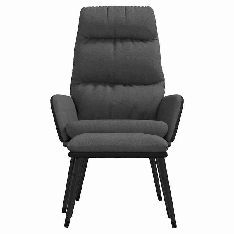 Scaun relaxare cu taburet, gri închis, textil/piele ecologică