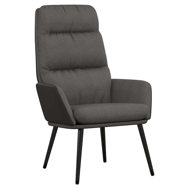 Scaun relaxare cu taburet, gri închis, textil/piele ecologică