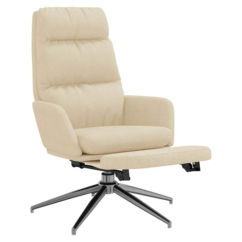 Scaun de relaxare cu taburet, crem, material textil
