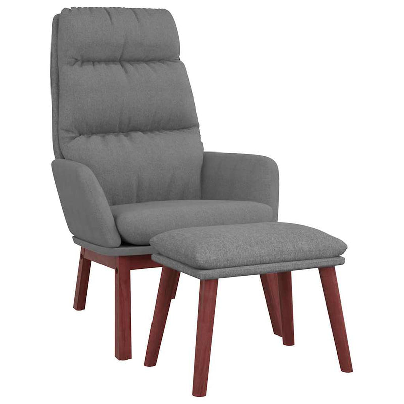 Scaun de relaxare cu taburet, gri deschis, material textil