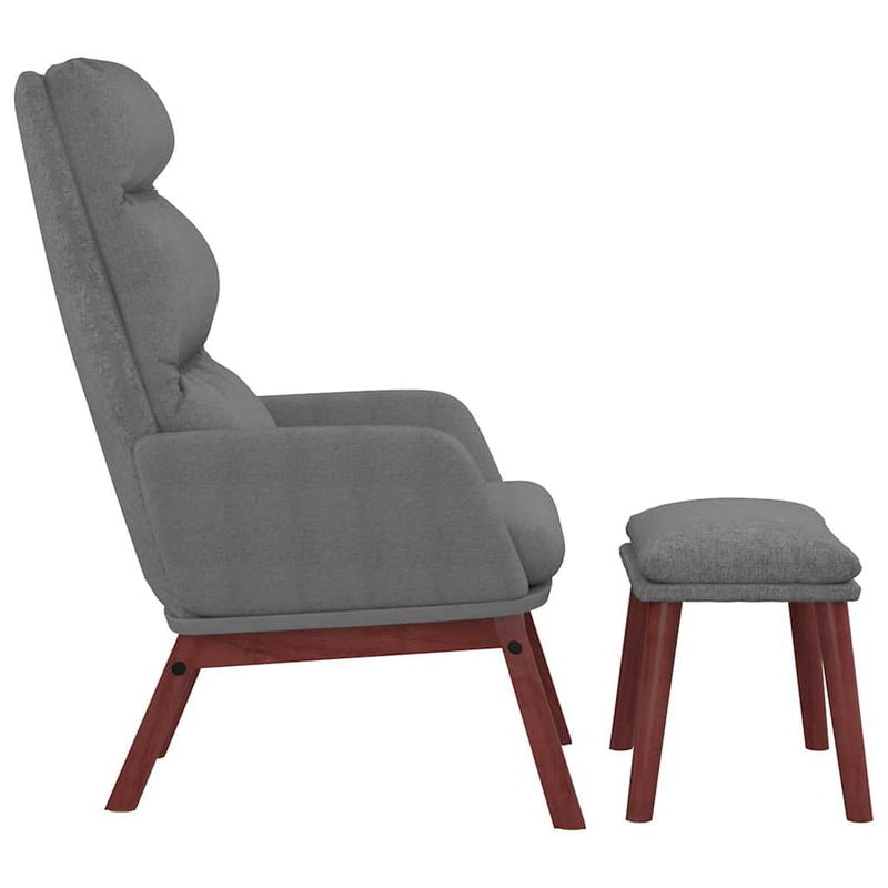 Scaun de relaxare cu taburet, gri deschis, material textil