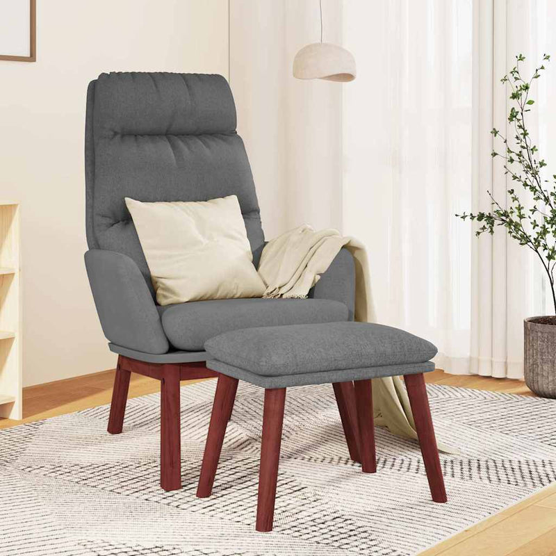 Scaun de relaxare cu taburet, gri deschis, material textil