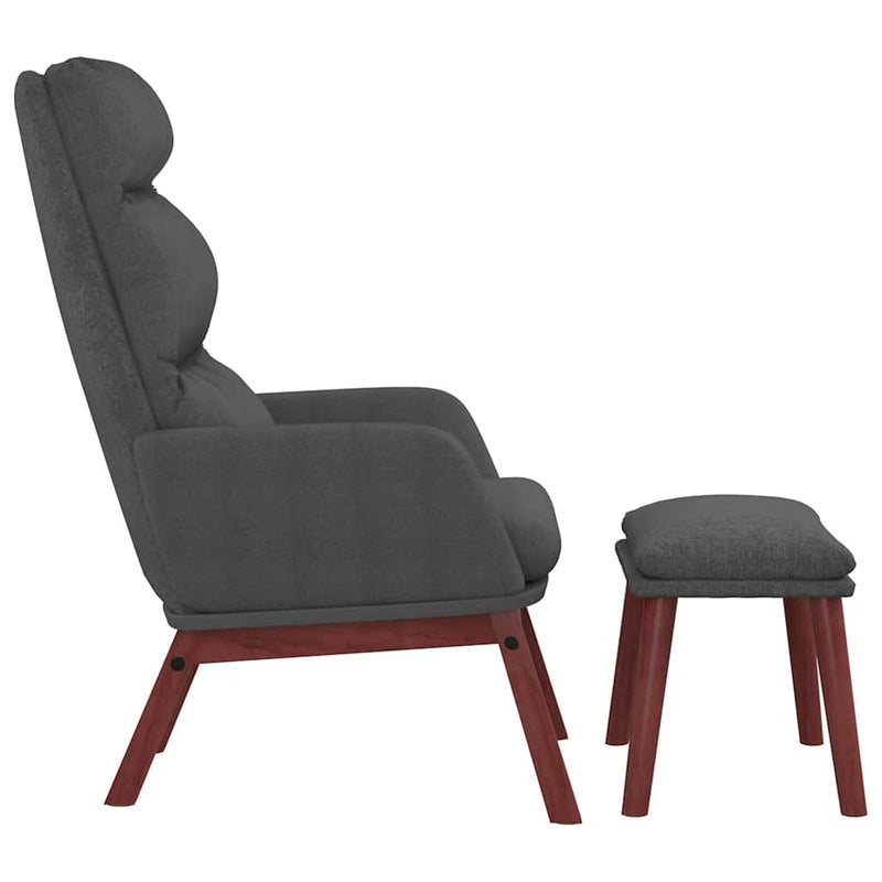 Scaun de relaxare cu taburet, gri închis, textil
