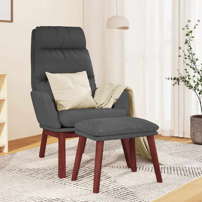 Scaun de relaxare cu taburet, gri închis, textil