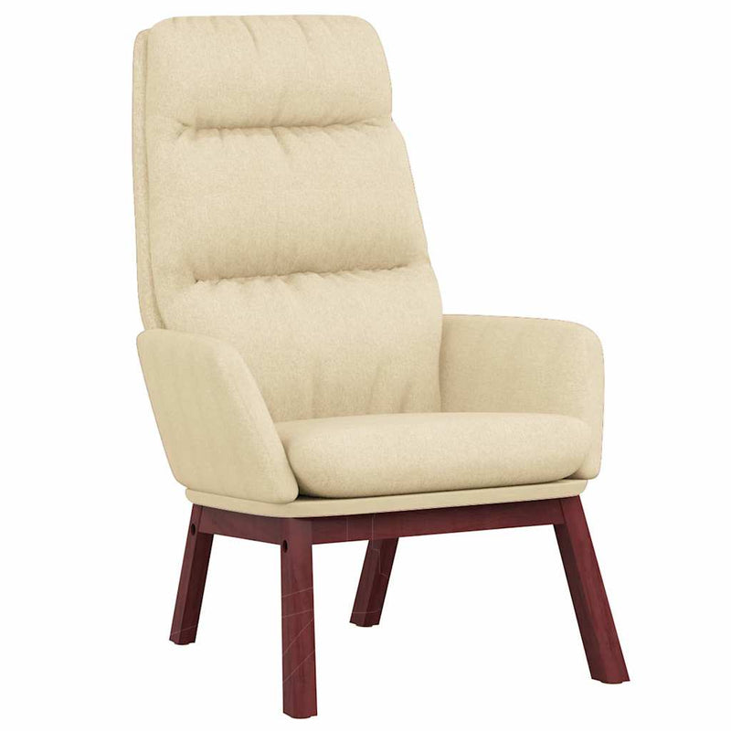 Scaun de relaxare cu taburet, crem, textil