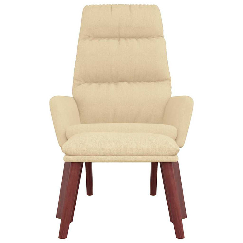 Scaun de relaxare cu taburet, crem, textil