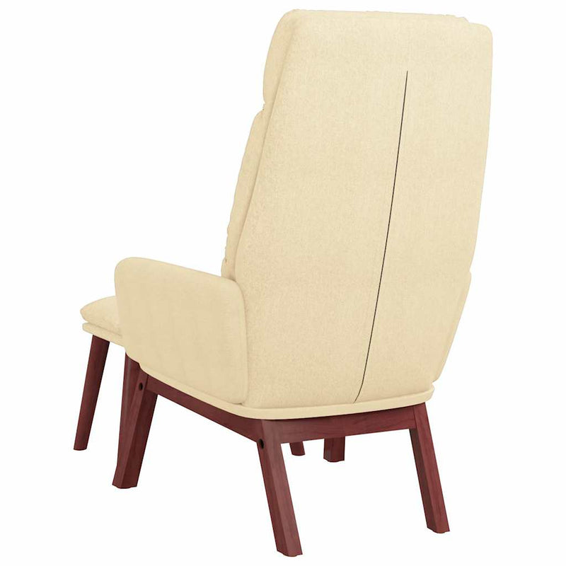 Scaun de relaxare cu taburet, crem, textil