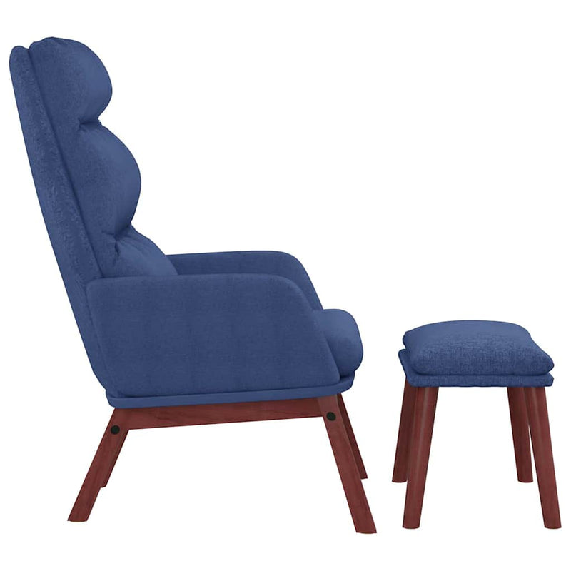 Scaun de relaxare cu taburet, albastru, textil