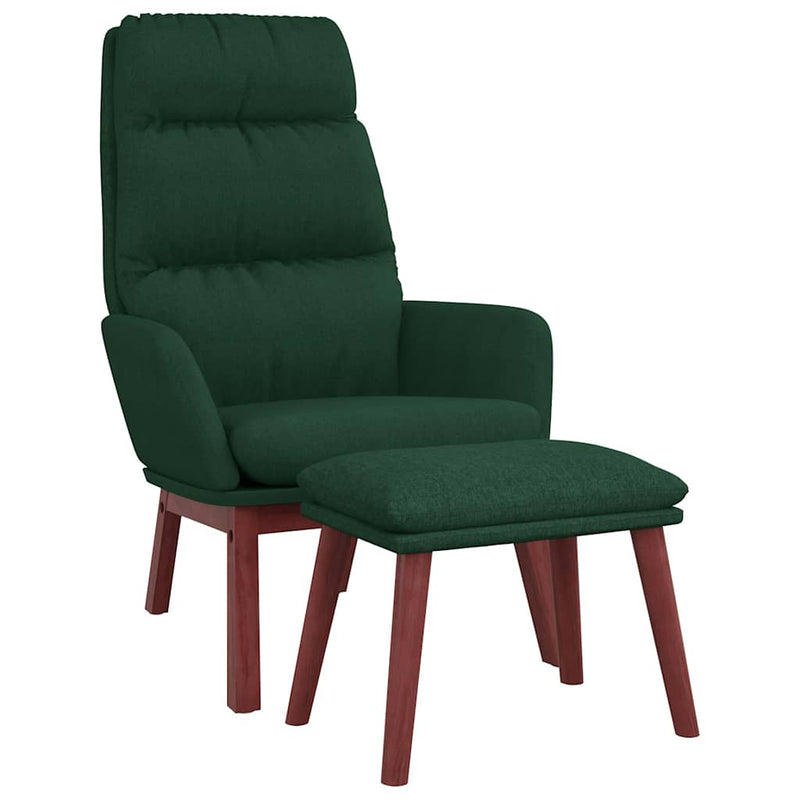 Scaun de relaxare cu taburet, verde închis, catifea