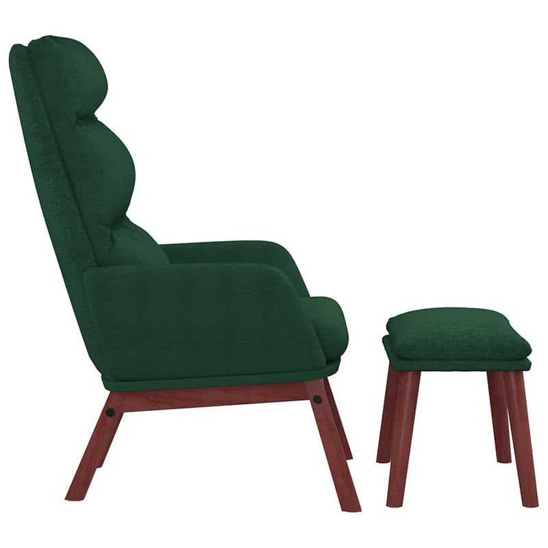 Scaun de relaxare cu taburet, verde închis, catifea