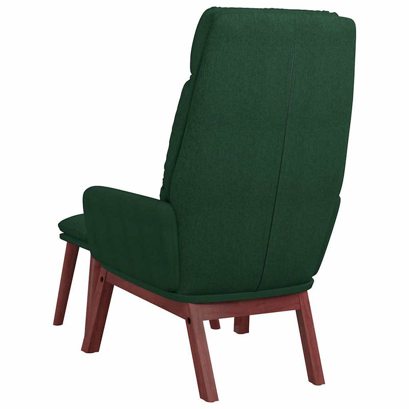 Scaun de relaxare cu taburet, verde închis, catifea
