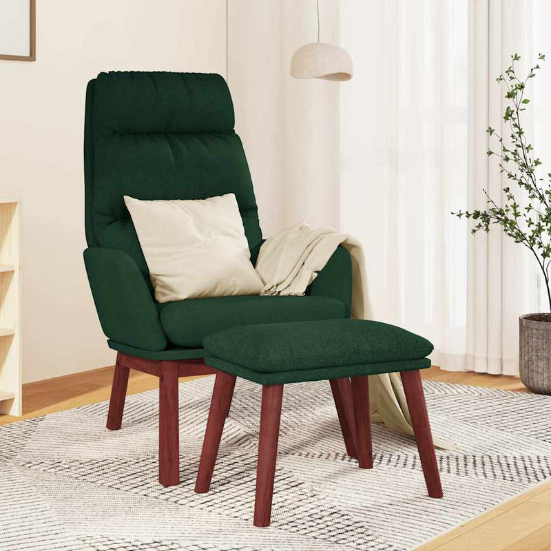 Scaun de relaxare cu taburet, verde închis, catifea