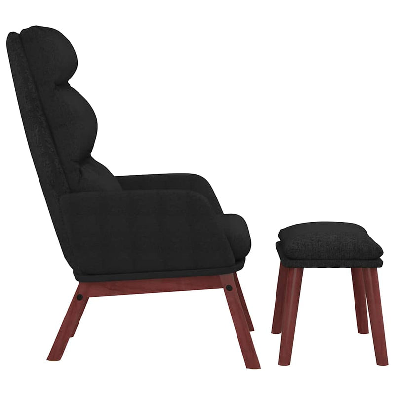 Scaun de relaxare cu taburet, negru, textil