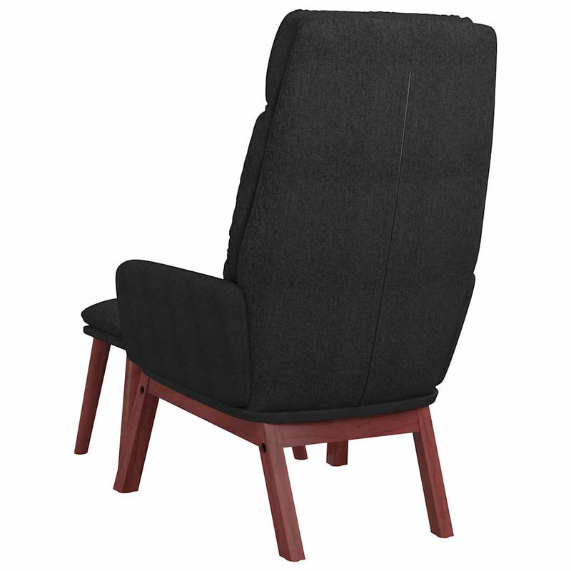Scaun de relaxare cu taburet, negru, textil