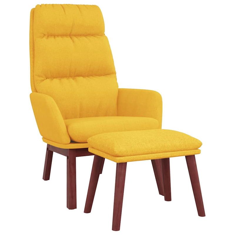 Scaun relaxare cu taburet, galben muștar, textil